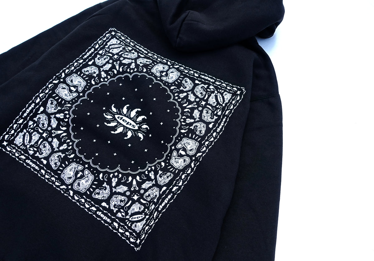 HOODIE BANDANA deps BLACK 黒 バンダナフーディー ウェア