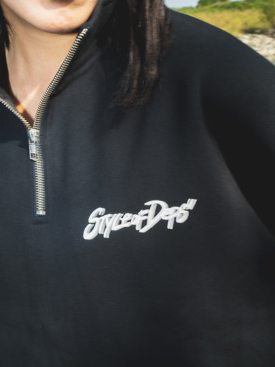 deps HALF ZIP SWEAT【BLACK】