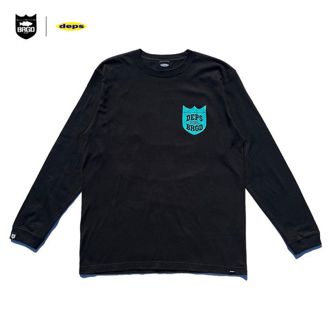 DEPS BRGD RFEO L/S TEE【BLACK/T.BLUE】