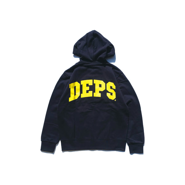 ウェア deps ARCH LOGO S/S SWEAT deps ARCH LOGO ZIP UP HOODIE【NAVY】 – DEPS online