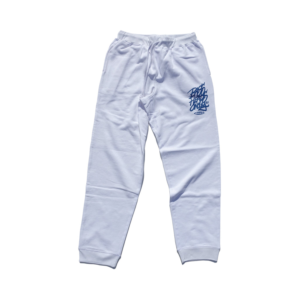 新品 deps TAG LOGO SWEAT PANTS WHITE×NAVY Serif Logo Retro Track Pant - Navy/White – Sporty & Rich